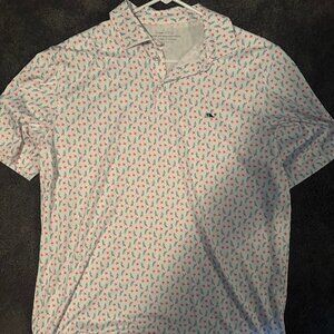 Vineyard Vines Printed Sankaty Performance Polo White w/ Cocktail Glasses